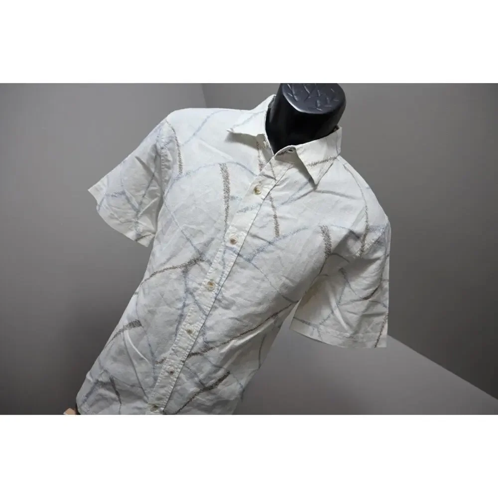 Banana Republic Linen Blend Button Up Shirt Slim Fit Short Sleeve Mens‎ Sz Small